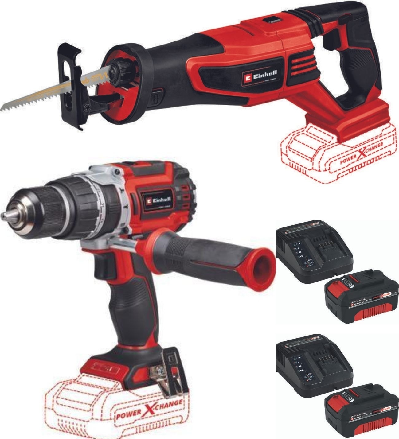 EİNHELL Tp-Cd 18/60 Li-I Bl Darbeli Matkap Vidalama Te-Ap 18/28 Tilki Kuyruğu 2X4.0AH Akülü Kömürsüz Set