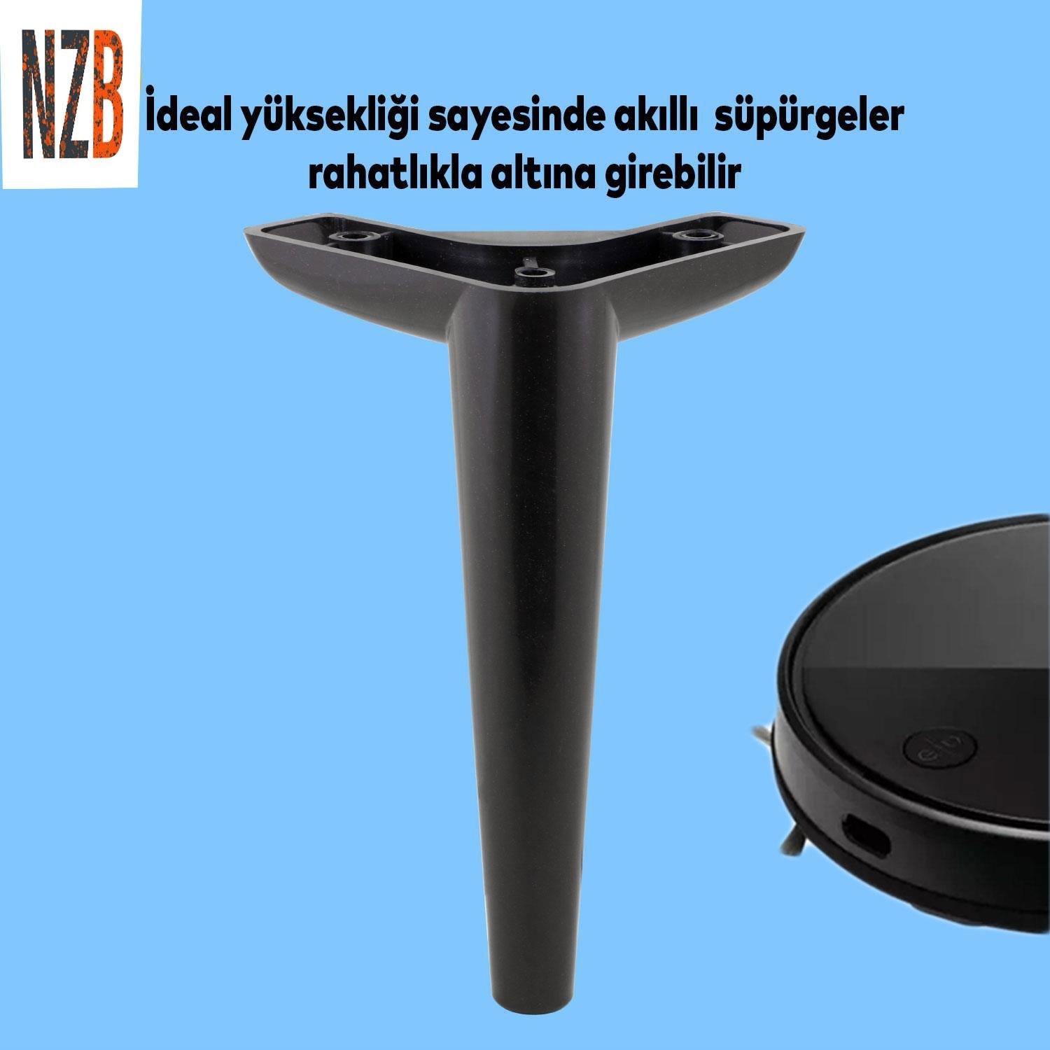 Lüks Mobilya Kanepe Sehpa Tv Ünitesi Koltuk Ayağı 19 cm Siyah Baza Ayak