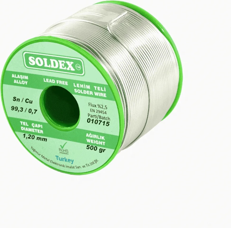 Sn: 99.3 - Cu: 0.7, 500 Gr, 0.75 mm - Kurşunsuz, Gümüşsüz Lehim Teli
