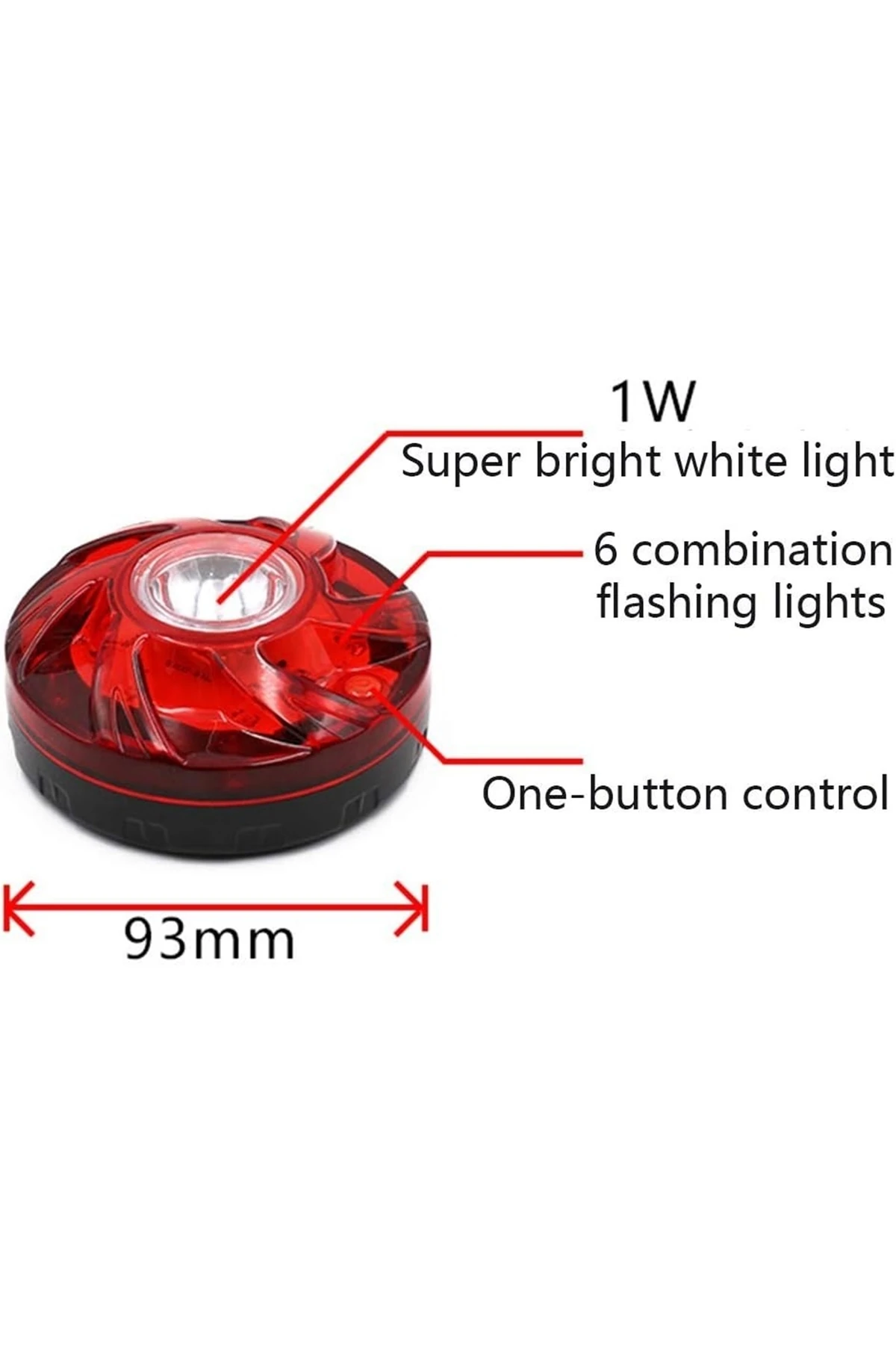 Pil ile Çalışan - Araç - İş Makinesi - Kepçe-Traktör İkaz Işığı - Kırmızı Ledli Flaşör + El feneri