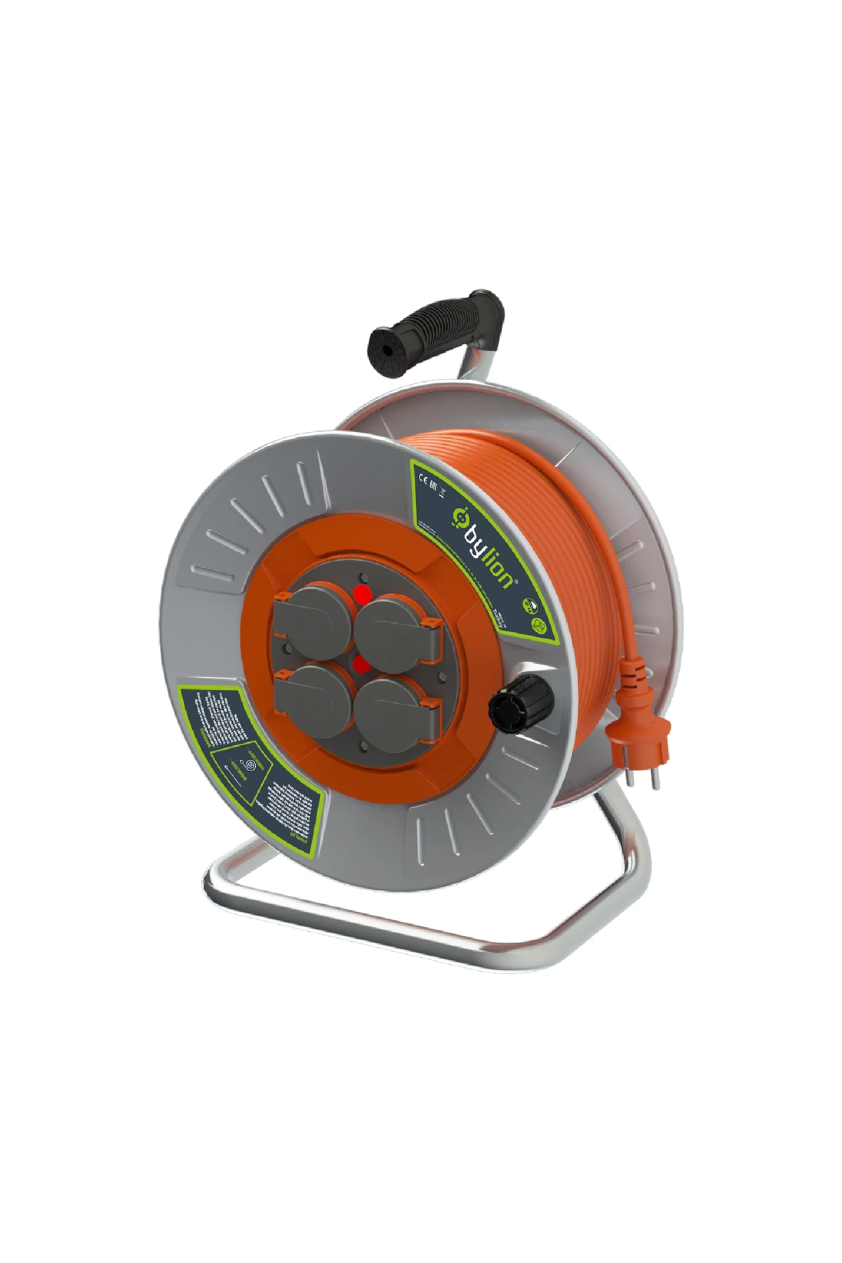 Metal Makaralı Seyyar Uzatma Kablosu 50m 3*2.5mm Kapaklı Priz IP44