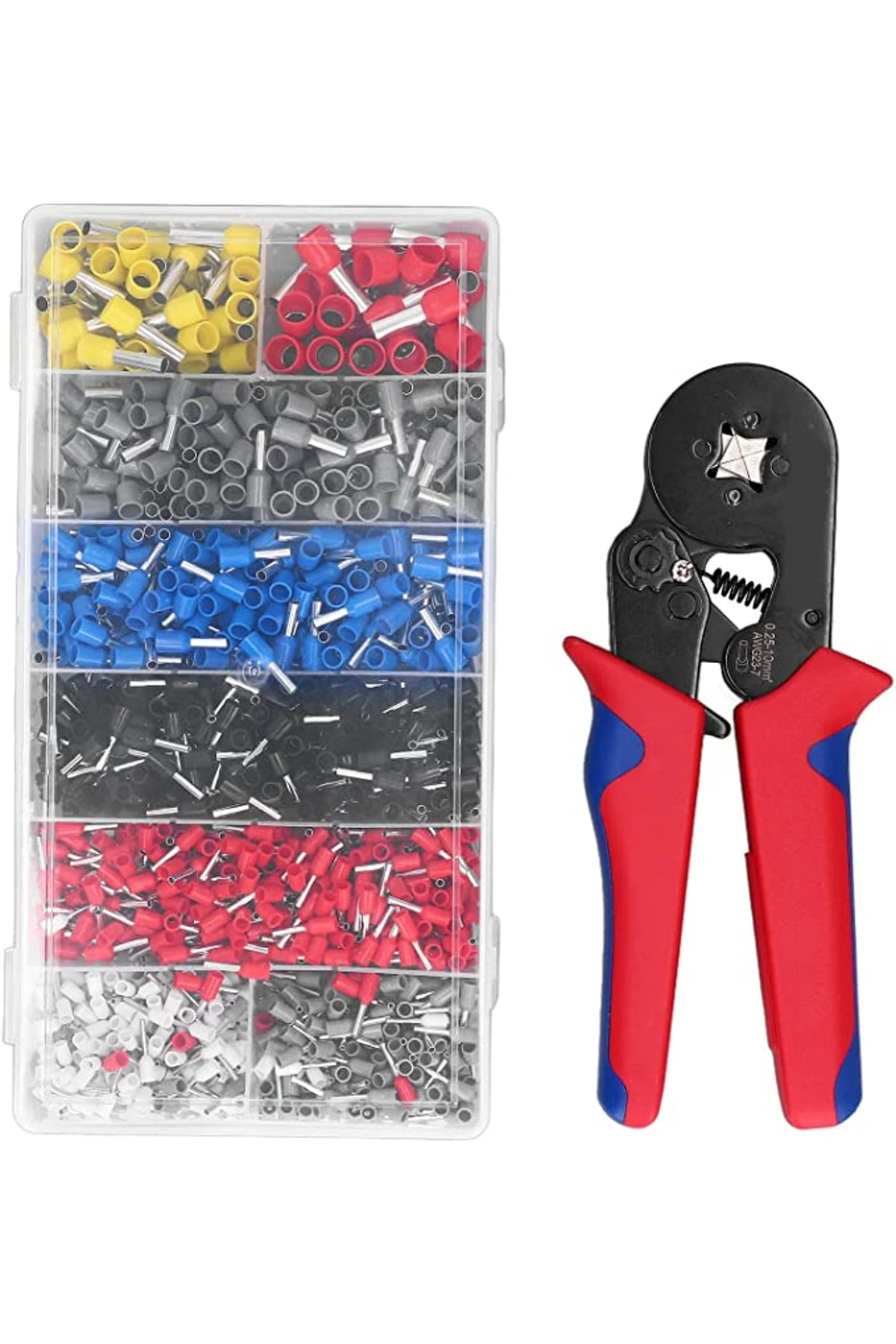 Kablo Yüksük Sıkma Pensesi + + 1200 Adet Izoleli Kablo Yüksük Seti