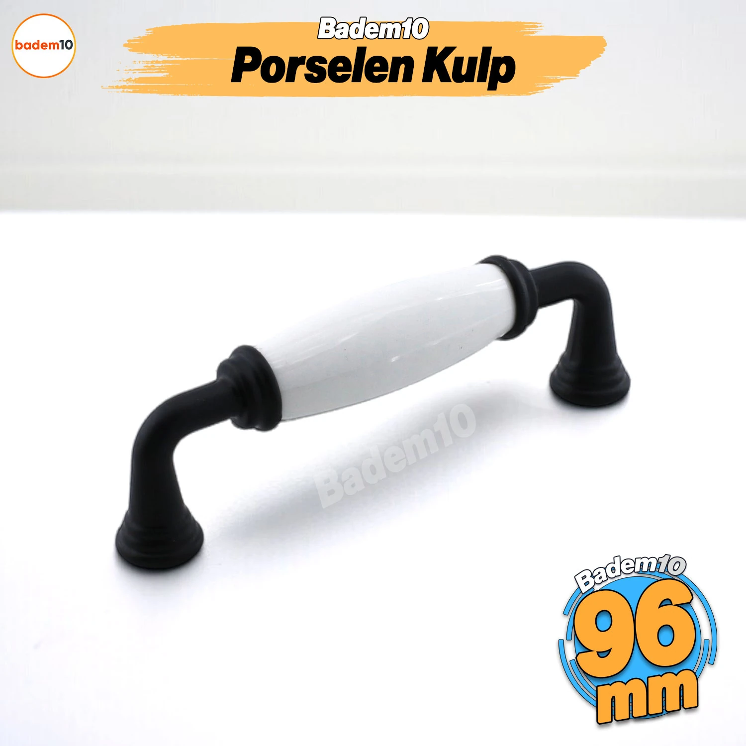 Kapıdağ Porselen Siyah Kulp 96 mm Mobilya Çekmece Mutfak Dolabı Dolap Kapak Kulplar