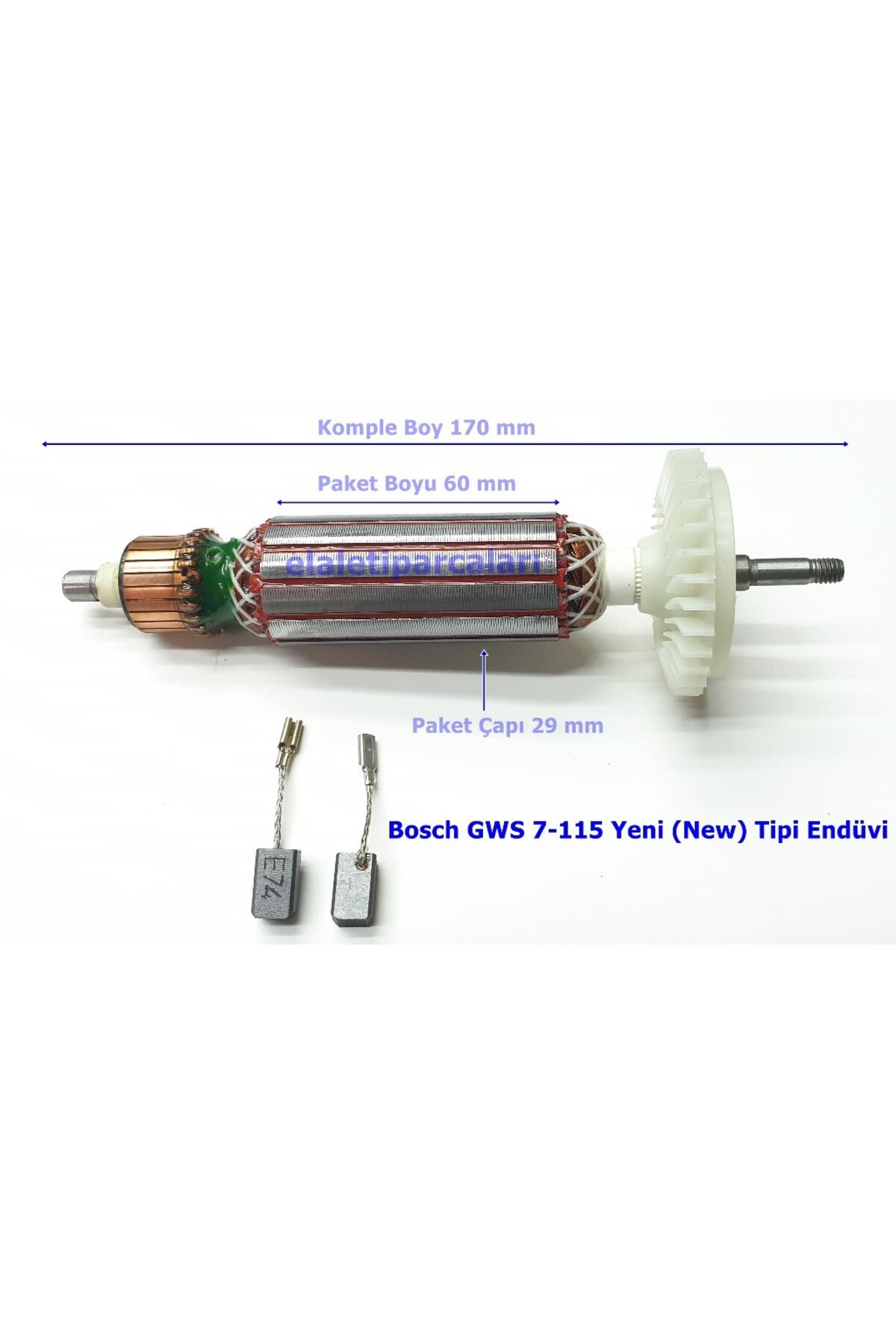 Bosch Tipi GWS 7-115 Endüvi Rotor Kollektör ve Kömürü