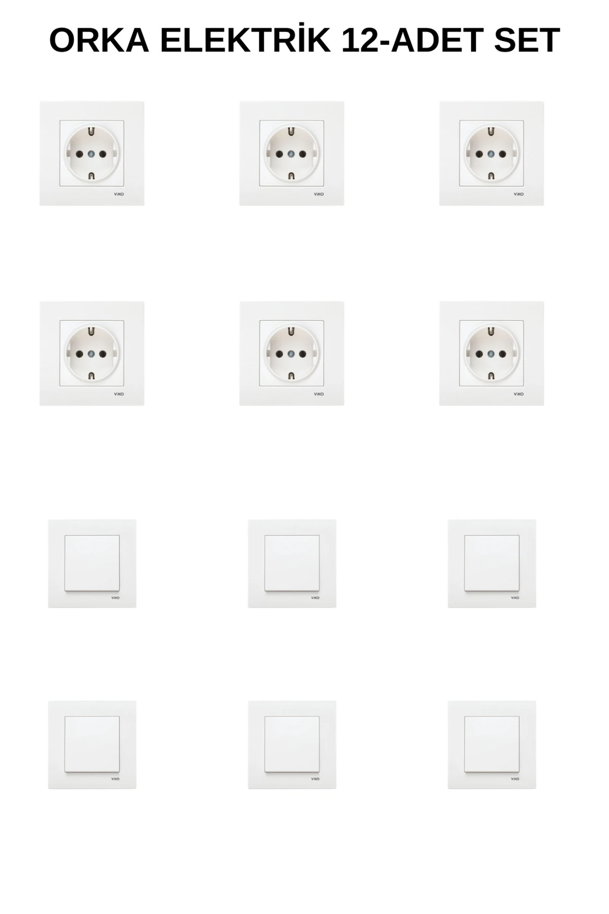 Karre Beyaz 6-Adet Topraklı Priz+ 6-Adet Anahtar Çerçeve Dahil