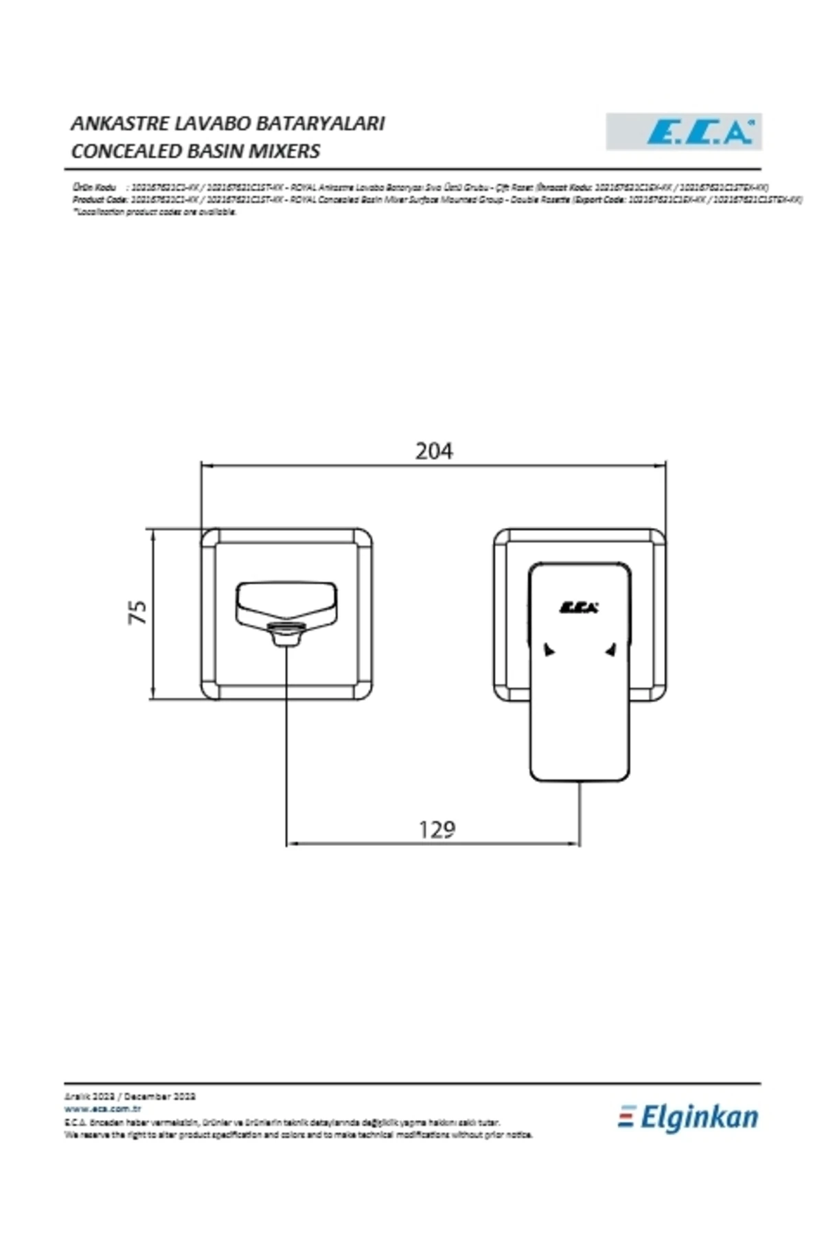 Royal Ankastre Lavabo Bataryası Sıva Üstü Çift Rozet Mat Siyah