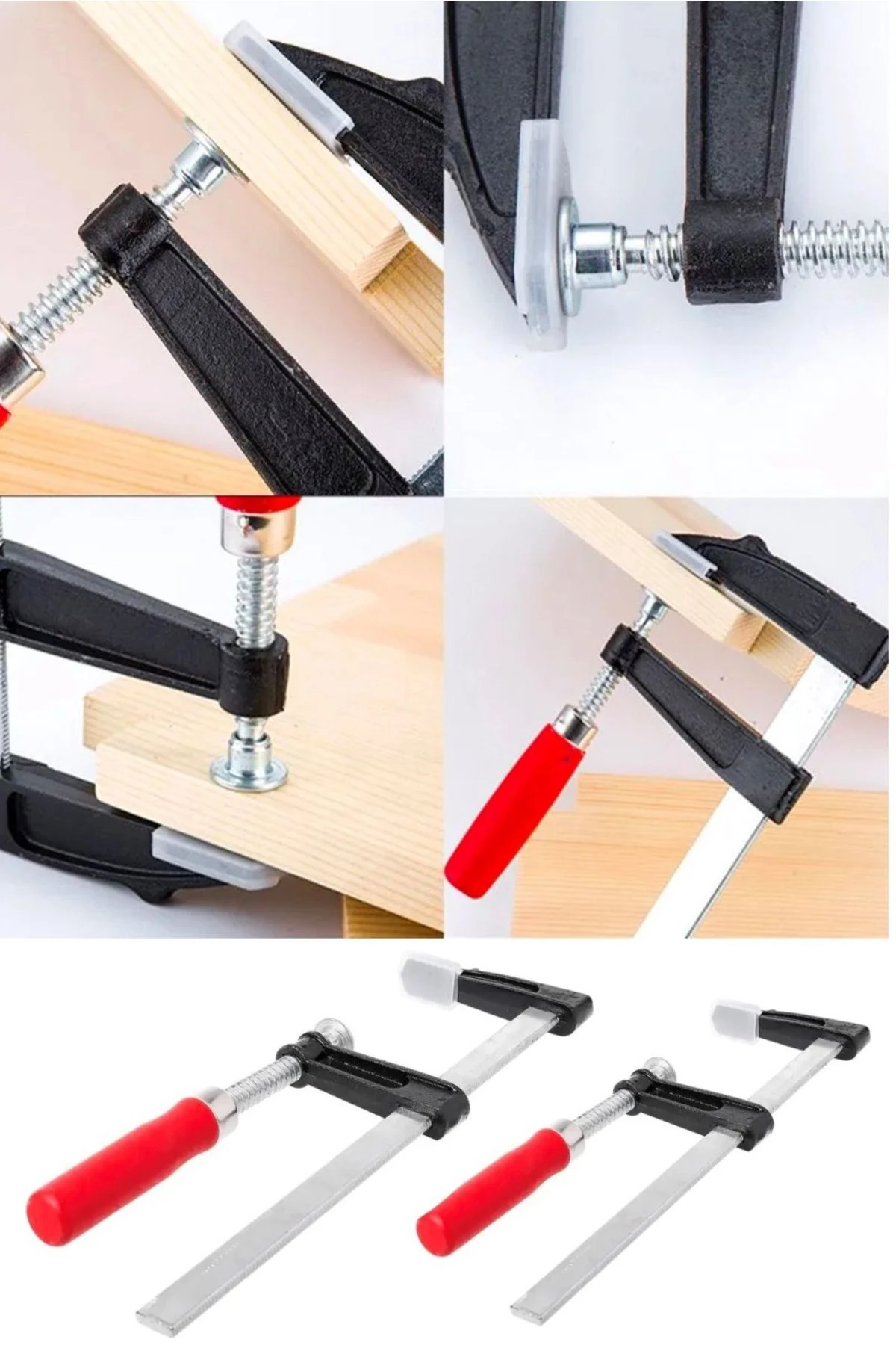 2 Adet Çelik F Tipi Mobilyacı Işkencesi 50x250mm Ile 50x250 mm Marangoz F Kelepçesi