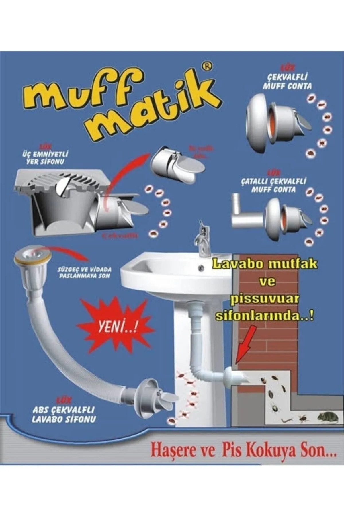 4 ADET  Koku Yok! Çekvalfli Adaptör Conta Lavabo Gideri Koku Önleyici