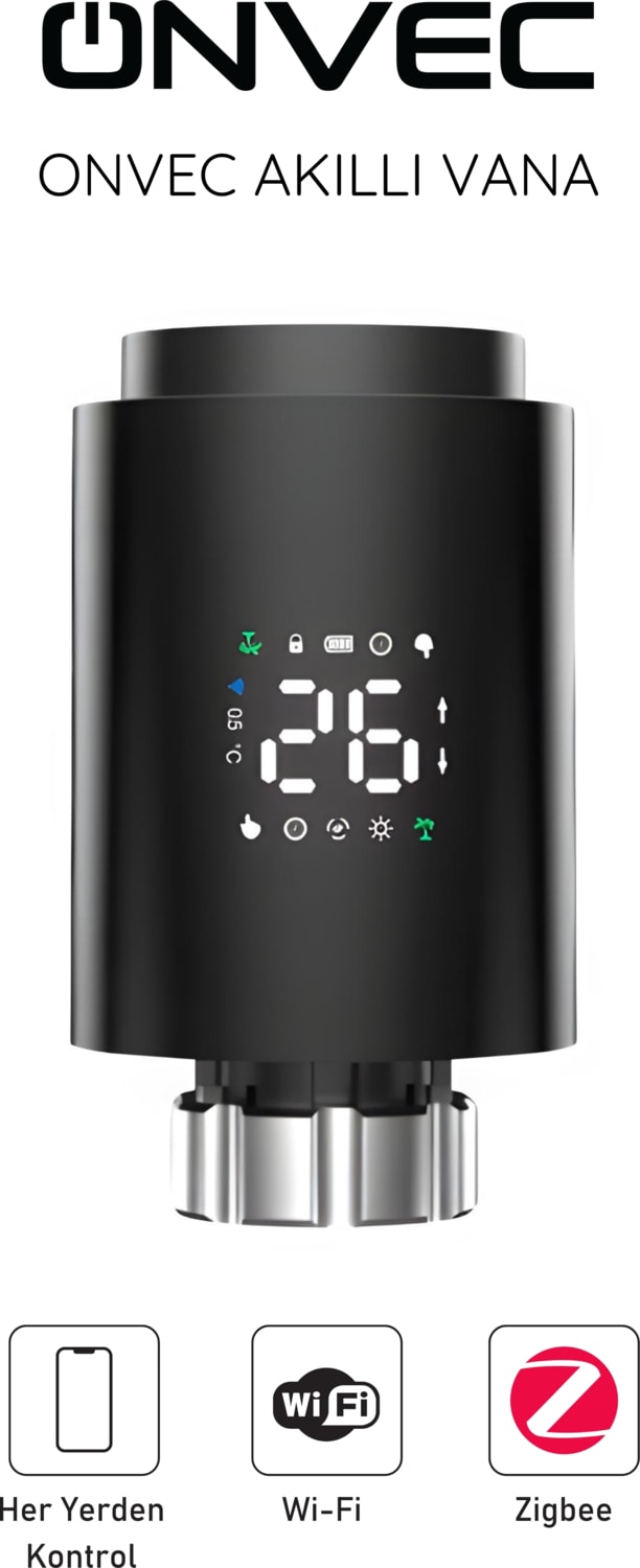 Akıllı Vana Termostat Zigbee Siyah