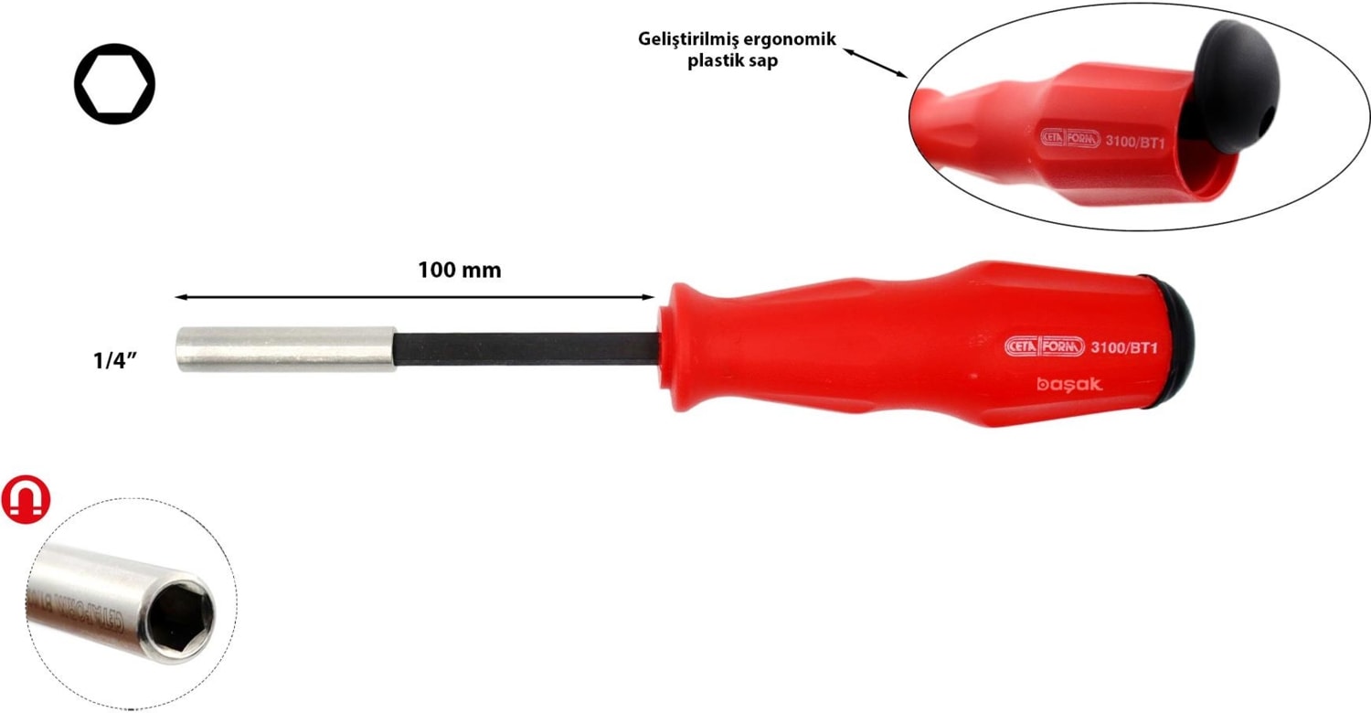 3100/BT1 Depolu Bits Tutucu Tornavida 1/4" 100MM