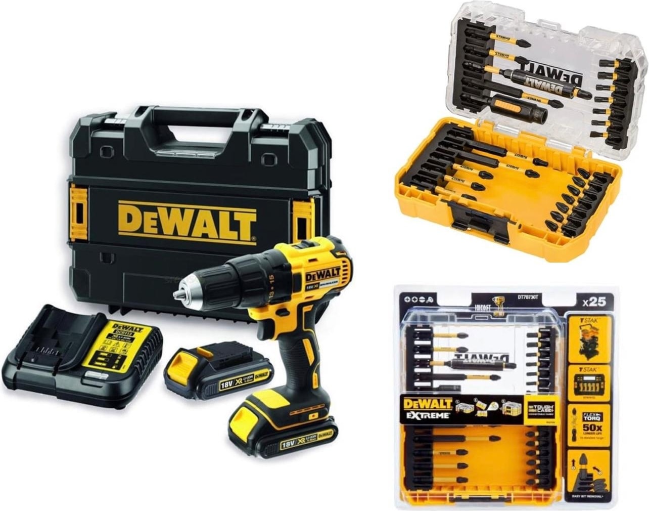 DEWALT DCD777S2T 18V 1.5AH Darbesiz Vidalama+ 25 Parça  Bist Uçs Seti