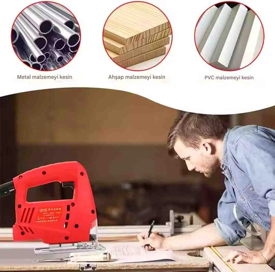 Elektrikli Yapboz Elektrikli El Aletleri Ahşap Kesme Ev Testere Çok Fonksiyonlu Pistonlu Kesim Dekupaj