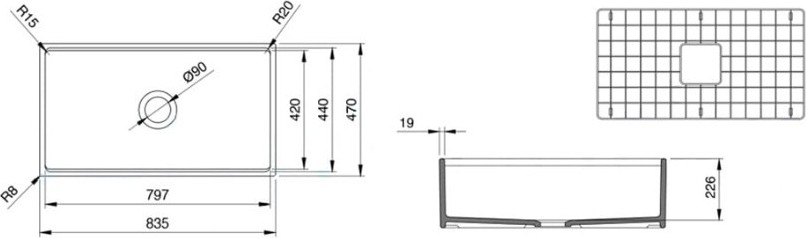 Bocchi 1504-001-0120 Contempo Step Rim Mutfak Eviyesi 84 cm Beyaz