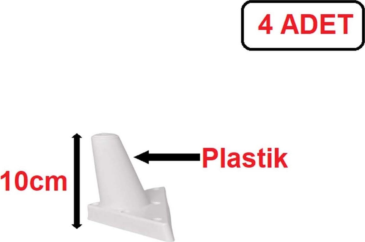 Sena Plastik Ayak - Baza Ayağı Koltuk-Kanepe Ayağı Puf-Tv Ünitesi Ayağı 10 cm Beyaz Renk 4 Adet