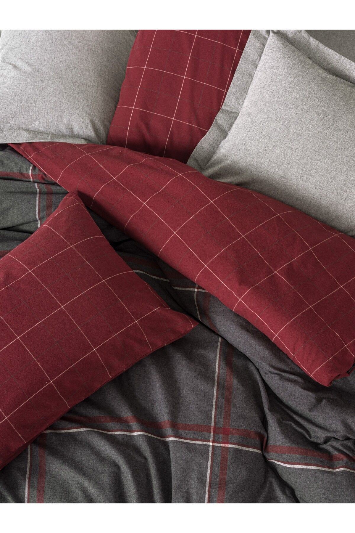 Warm Flanel Çift Kişilik Nevresim Takımı Sento Gri