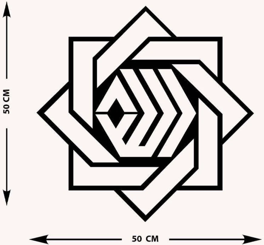 -Allah Islami Metal Tablo - Islami Ev Dekorasyonu - Dini Duvar Tabloları - 50 X 50 - Cm - Sıyah-Islm-024