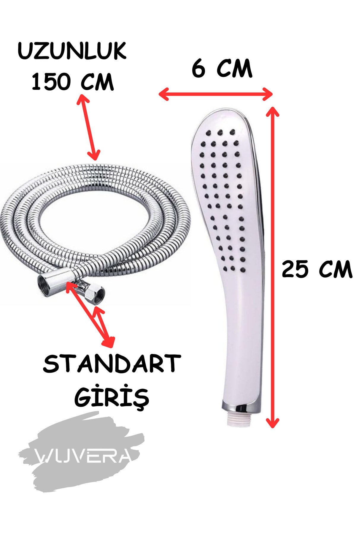 Banyo Duş Başlığı Fiskiyesi Telefonu Oval Başlık Beyaz Duş Seti