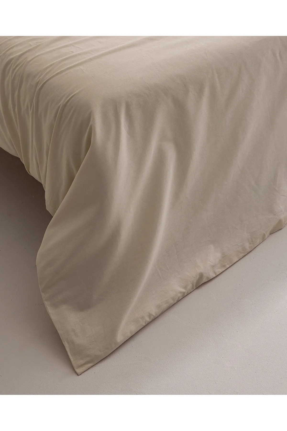 Manon King Size %100 Pamuk Ranforce Düz Nevresim - Bej