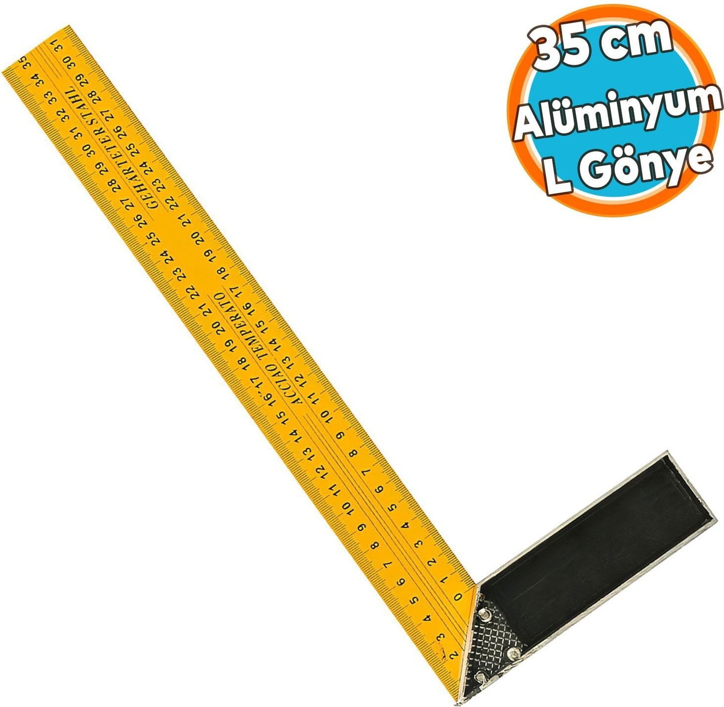 Alüminyum Marangoz Gönyesi L Gönye Sarı Gönye Cetvel Kaynak Kaynakçı Gönyesi 350 mm