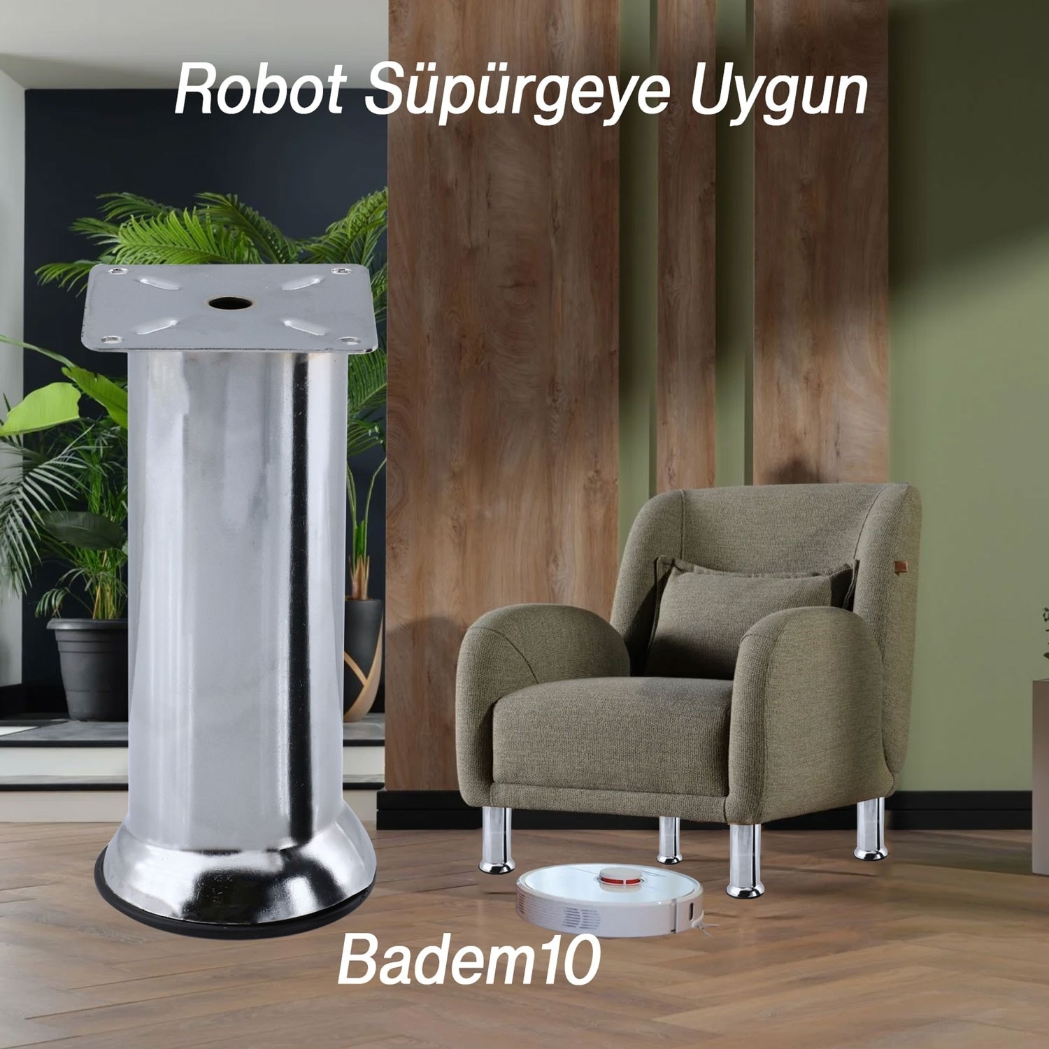 (8 Adet) Metal Krom 15 cm Baza Mobilya Koltuk Kanepe Yatak Çekyat Destek Yükseltme Ayağı Ayakları