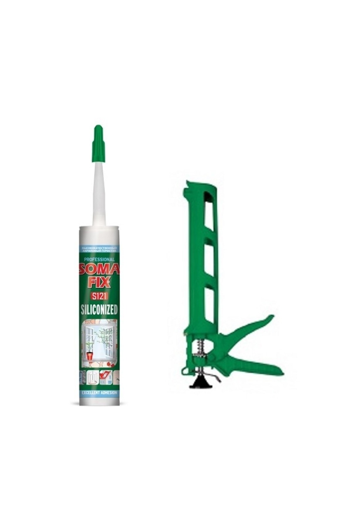 500 gr Beyaz Fermfix Silikonize Mastik Ve Silikon Tabancası Seti
