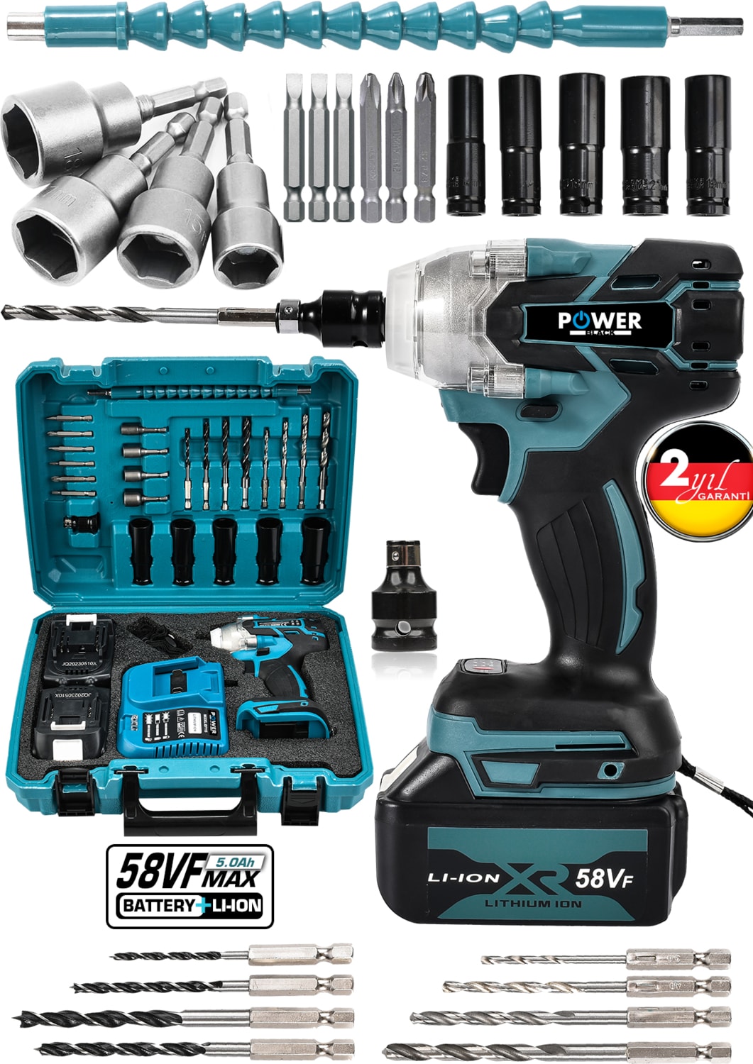 5AH Professional Somun Sökme Şarjlı Darbeli Matkap Vidalama Set