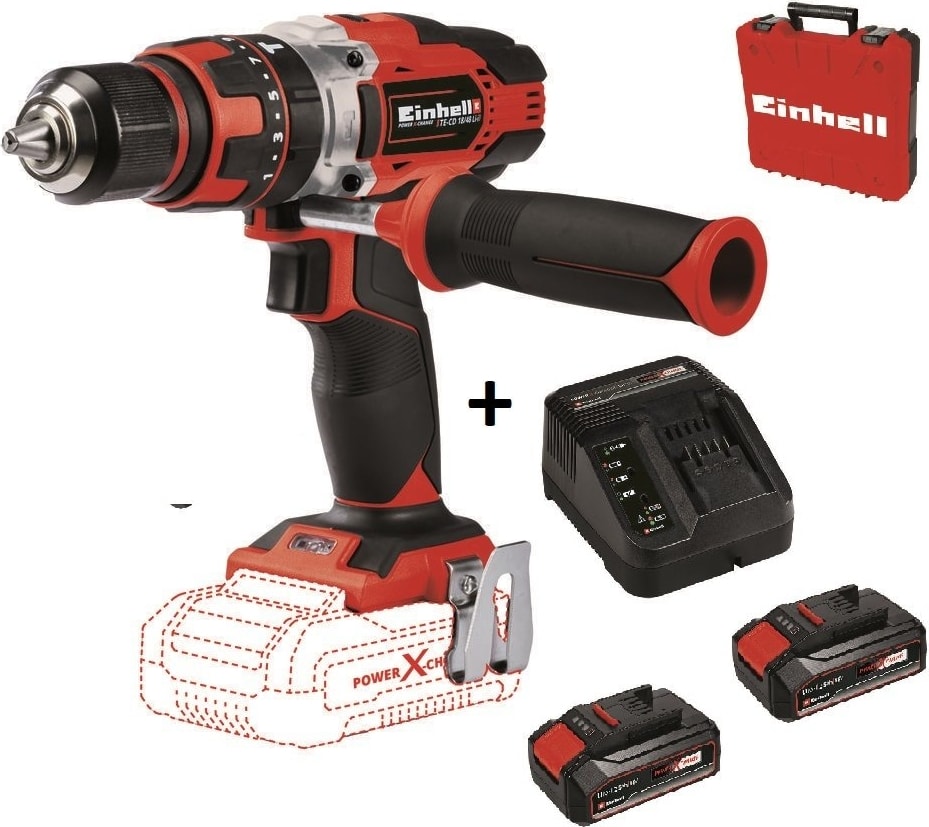 EİNHELL Te-Cd 18/48 Li-I Darbeli Matkap + 2*2.5 Ah Starter Kit + Çanta