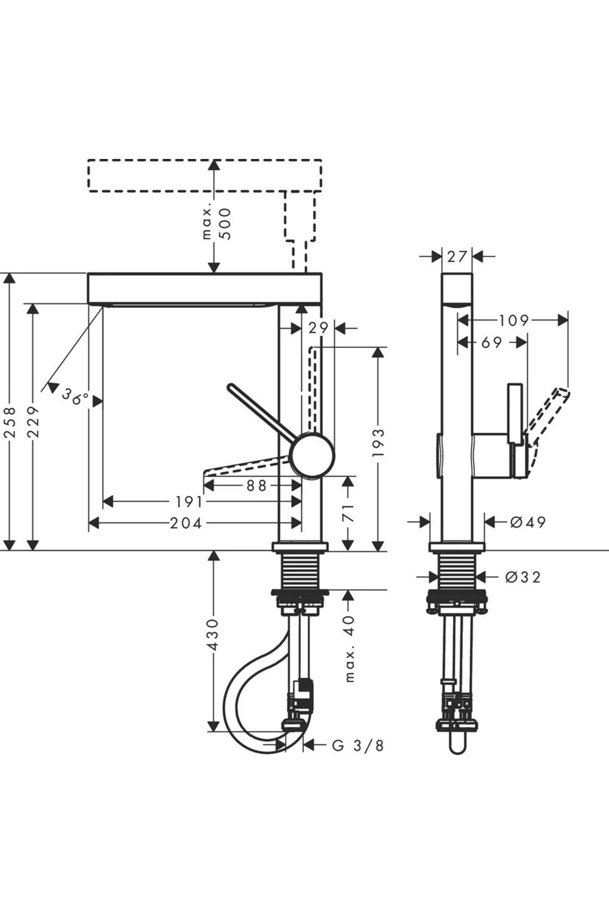 Finoris Tek Kollu Lavabo Bataryası 230 Spiralli, 2jet Ve Bas-aç Gider Seti Ile