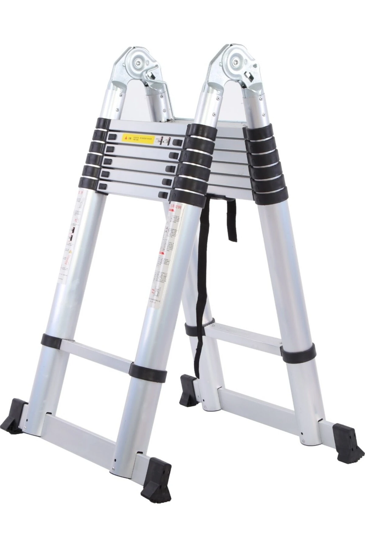 A Tipi Teleskopik Alüminyum Merdiven | 7+7 Basamak 2.2+2.2m Uzayan Kaymaz Güvenli