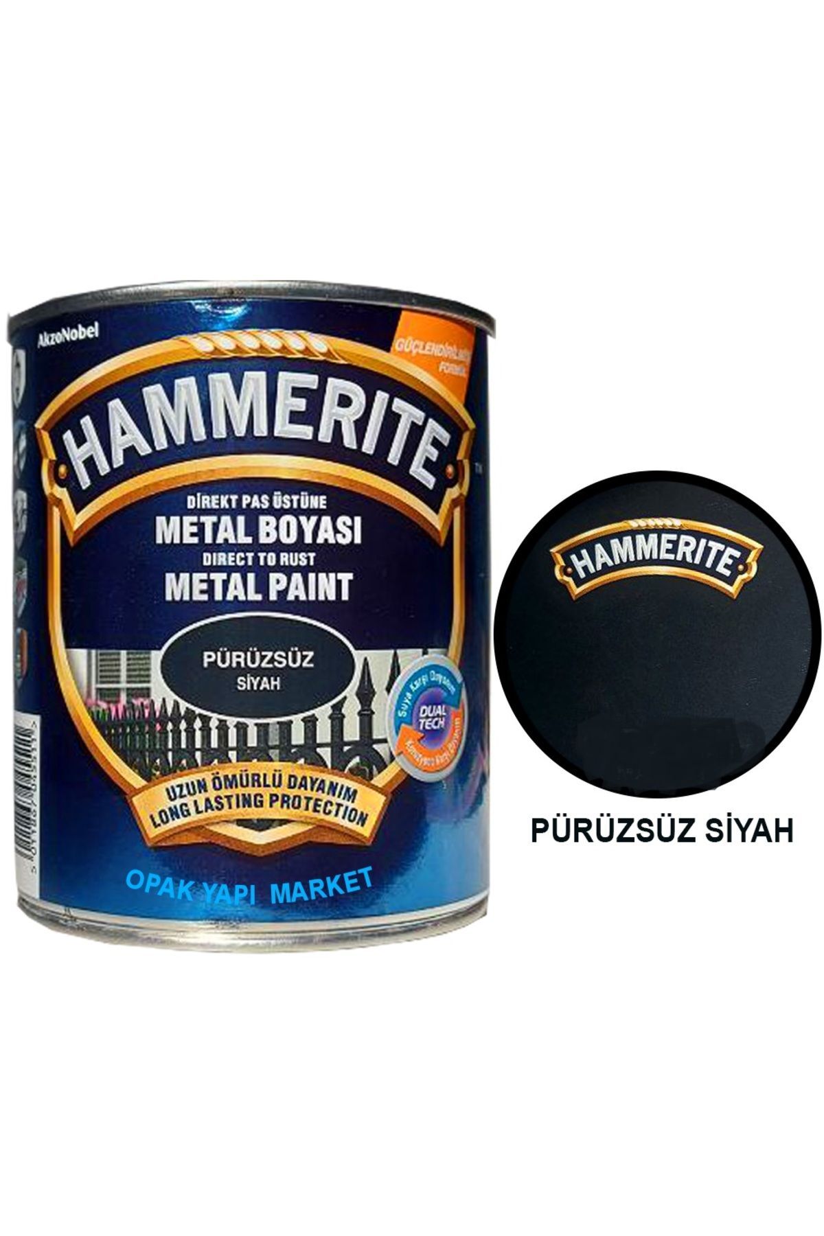 Hammerite Düz Siyah 2,5 lt