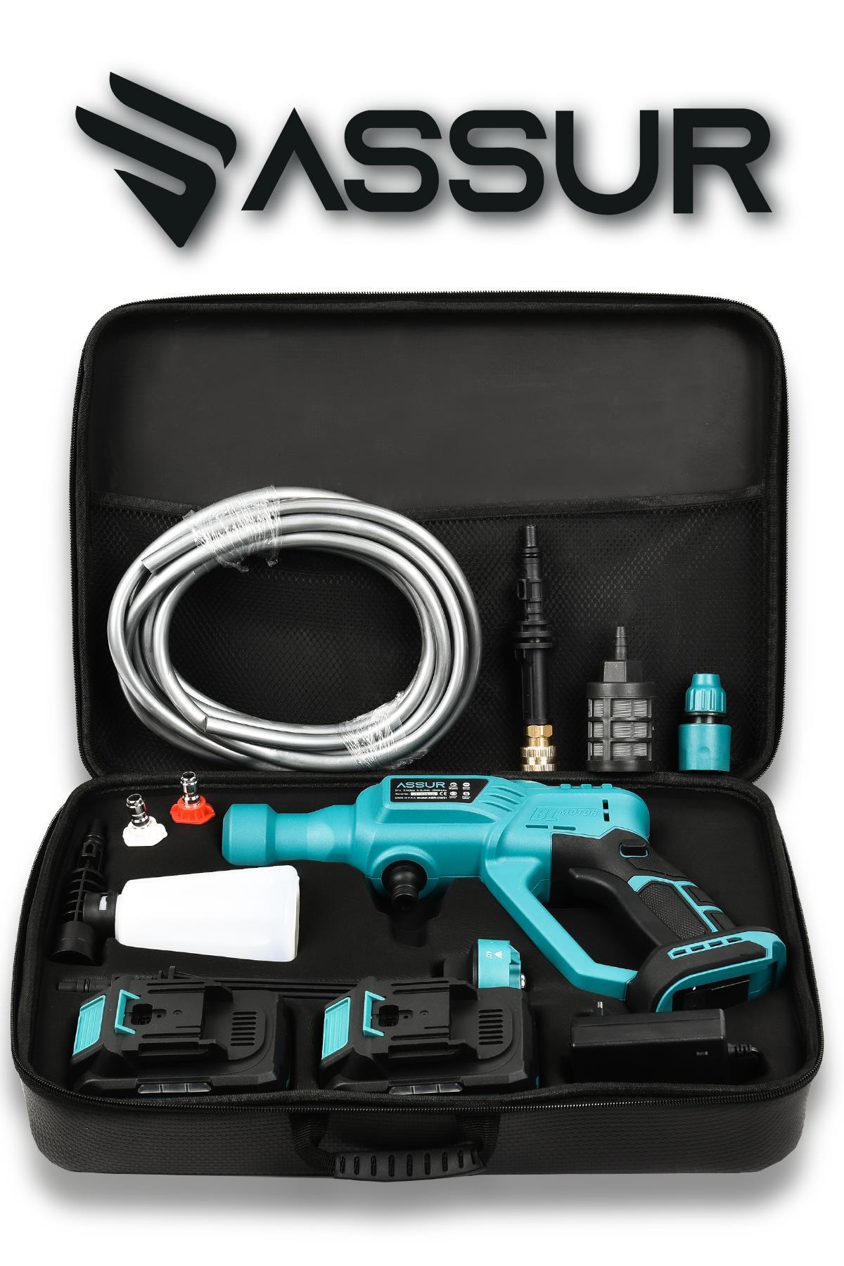 21v Kömürsüz Motor Yüksek Basınçlı Akülü Oto Araba Yıkama Makinesi Şarjlı