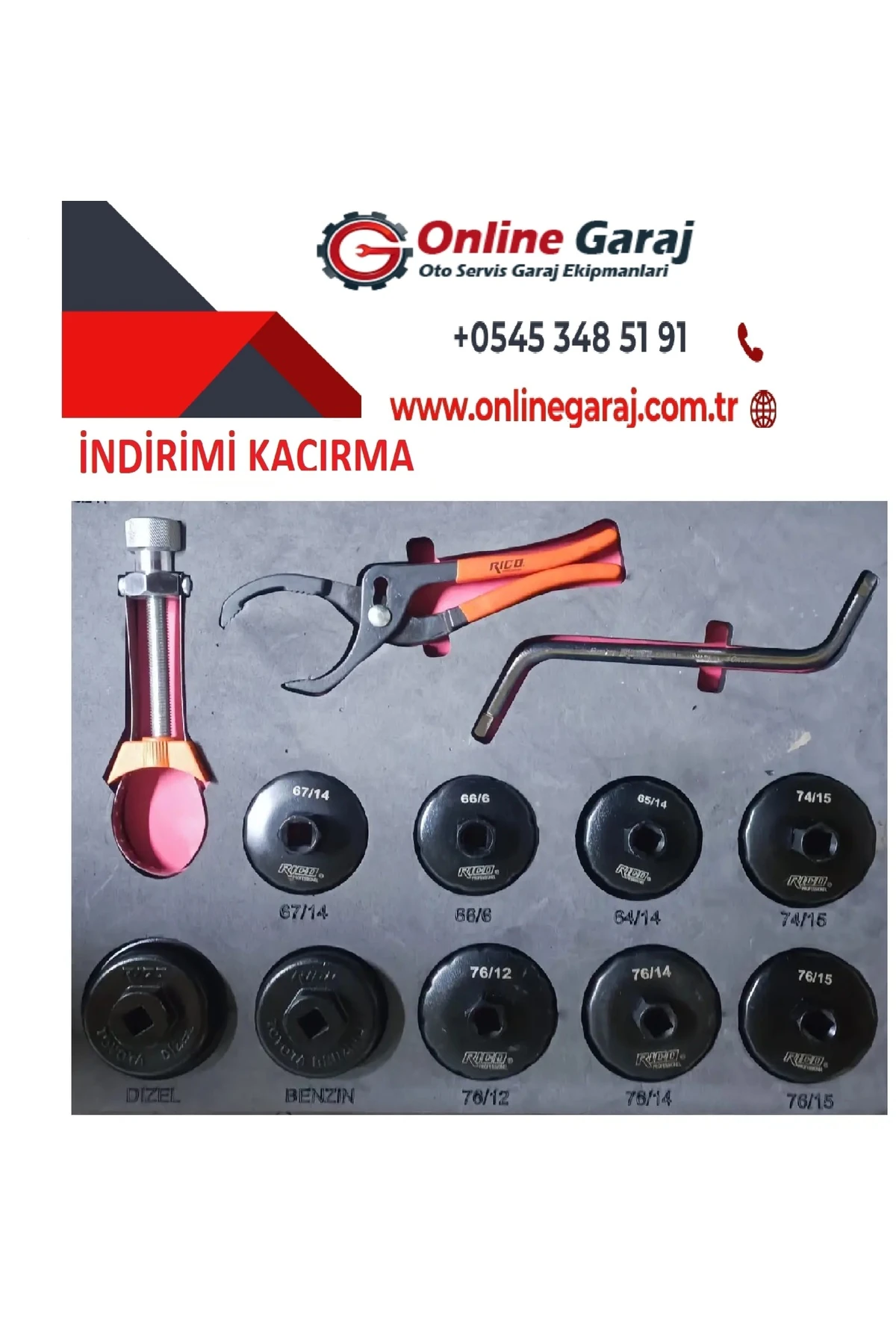 12 Parça Tas Tipi Yağ Filtre Sökme Anahtar Takımı (Dolu Takım Arabası İçi)