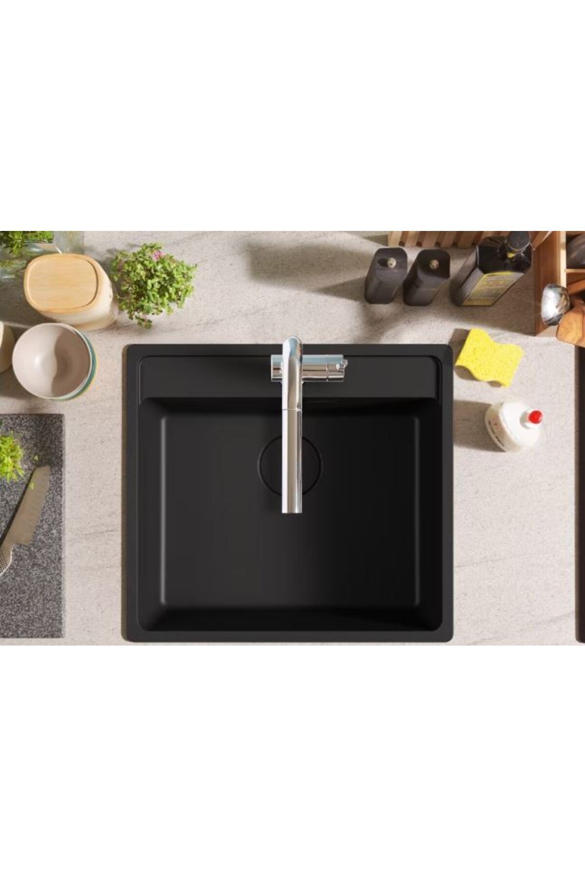 114.0661.642- Maris Mrg 610 52 Matt Black Granit Eviye