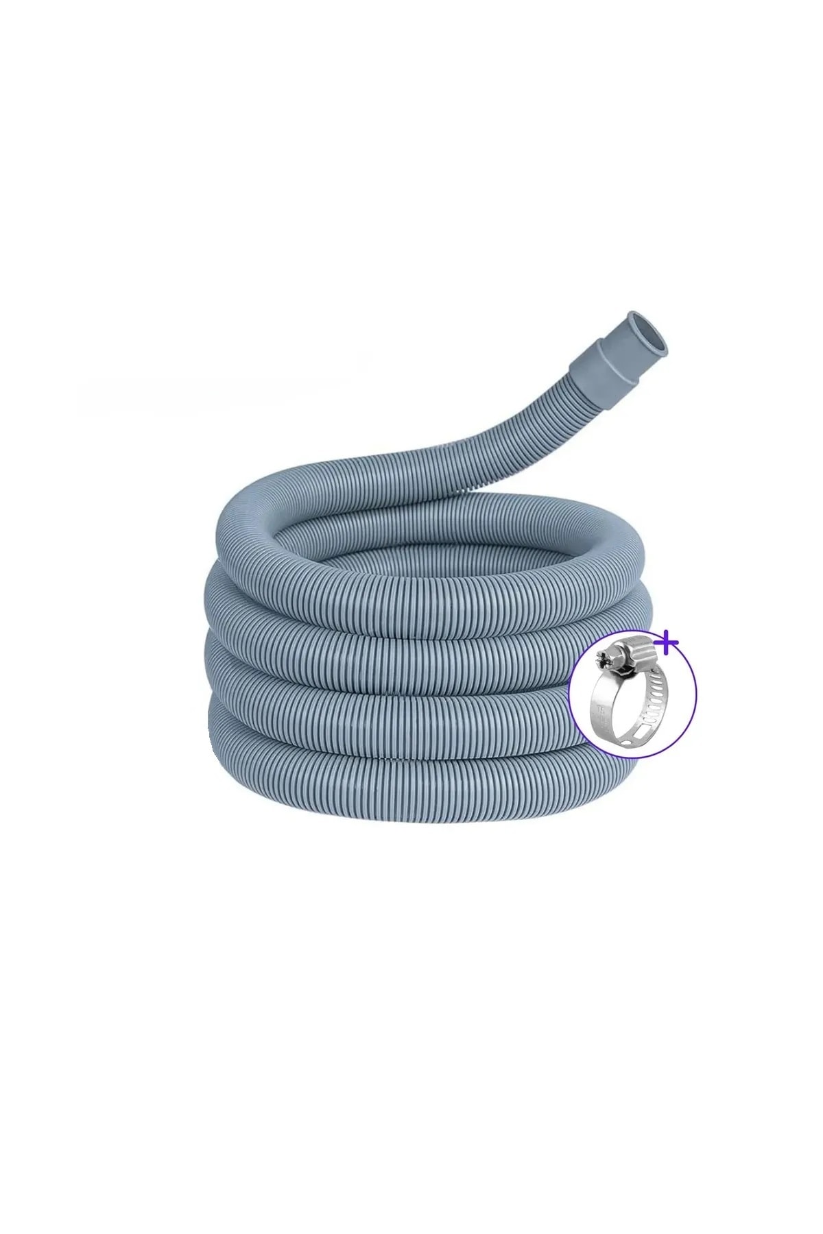 Çamaşır Bulaşık Makinesi Pis Su Giriş Hortumu, Körüklü Tahliye Hortumu, 3 Mt (Kelepçesi Dahildir)