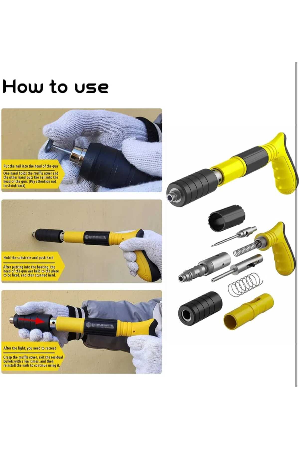 Mekanik Çivi Tabancası Beton Ve Çelik Çivi Tabancası Zımba Perçin Tabancası 25 Adet Çivi Hediye