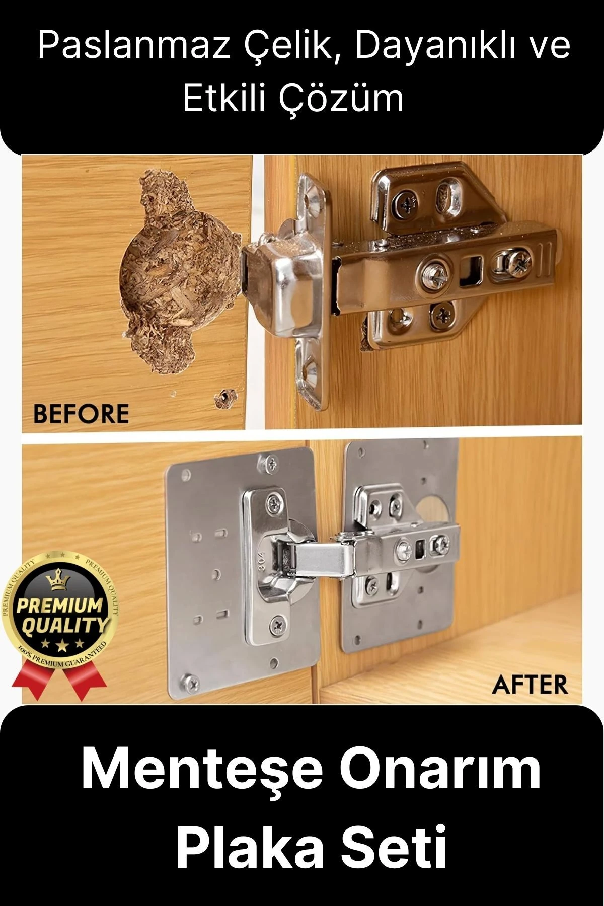 Premium Paslanmaz Çelik Mobilya Mutfak Kapı Etkili Çözüm Dayanıklı Menteşe Tamir Onarım Plaka Seti