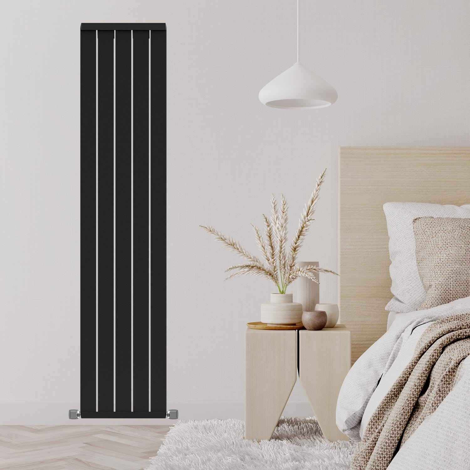 1800X392MM Armoni Dikey Alüminyum Radyatör Silk Patern Black (Pütürlü Siyah)