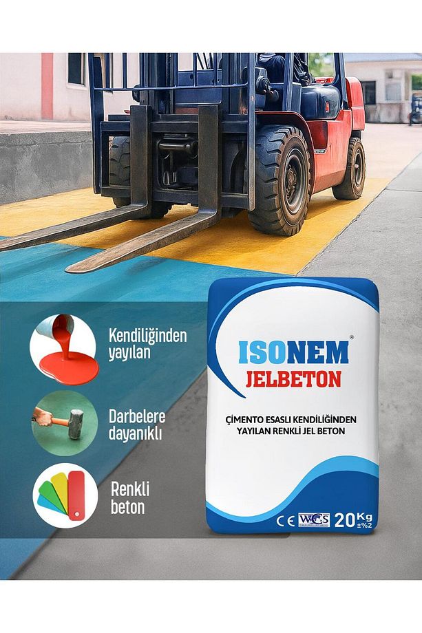 ISONEM JELBETON (Çimento Esaslı Kendiliğinden Yayılan Renkli JelBeton) 20 KĞ8[GRİ RENK