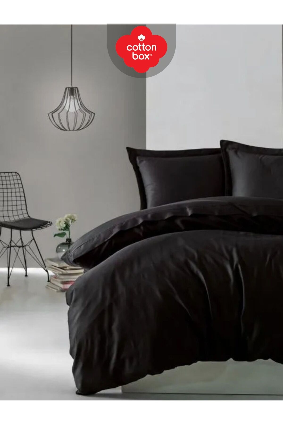 Elegant Siyah Çift Kişilik Pamuk Saten Nevresim Takımı