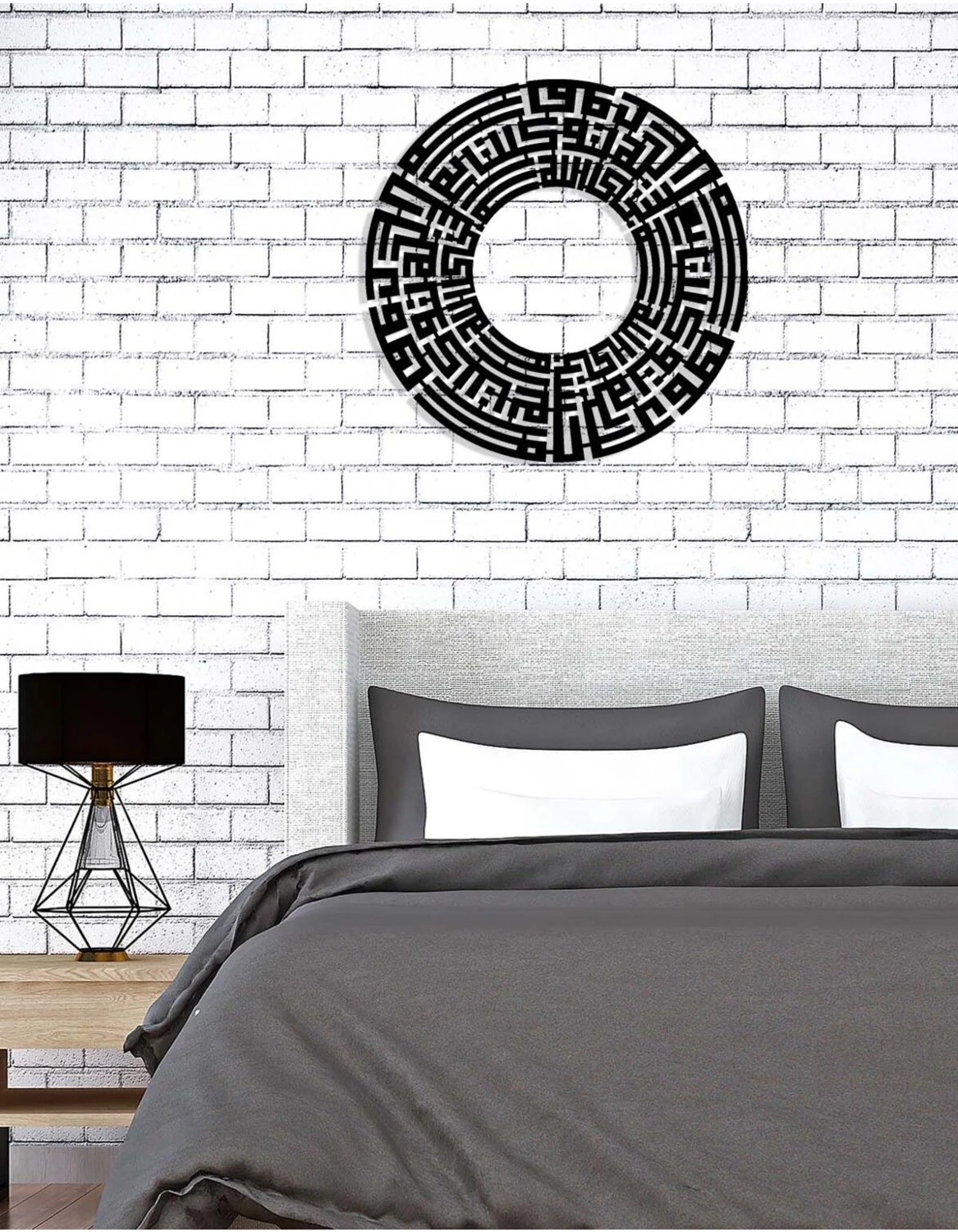 -Hasbiyallahu Lâ Ilahe Illâ Hûve Aleyhi Tevekkeltü (Tevbe Suresi 129.Ayet) Islami Metal Tablo - Islami Ev Dekorasyonu - Dini Duvar Tabloları - 60 X 60 - Cm - Sıyah-Islm-162