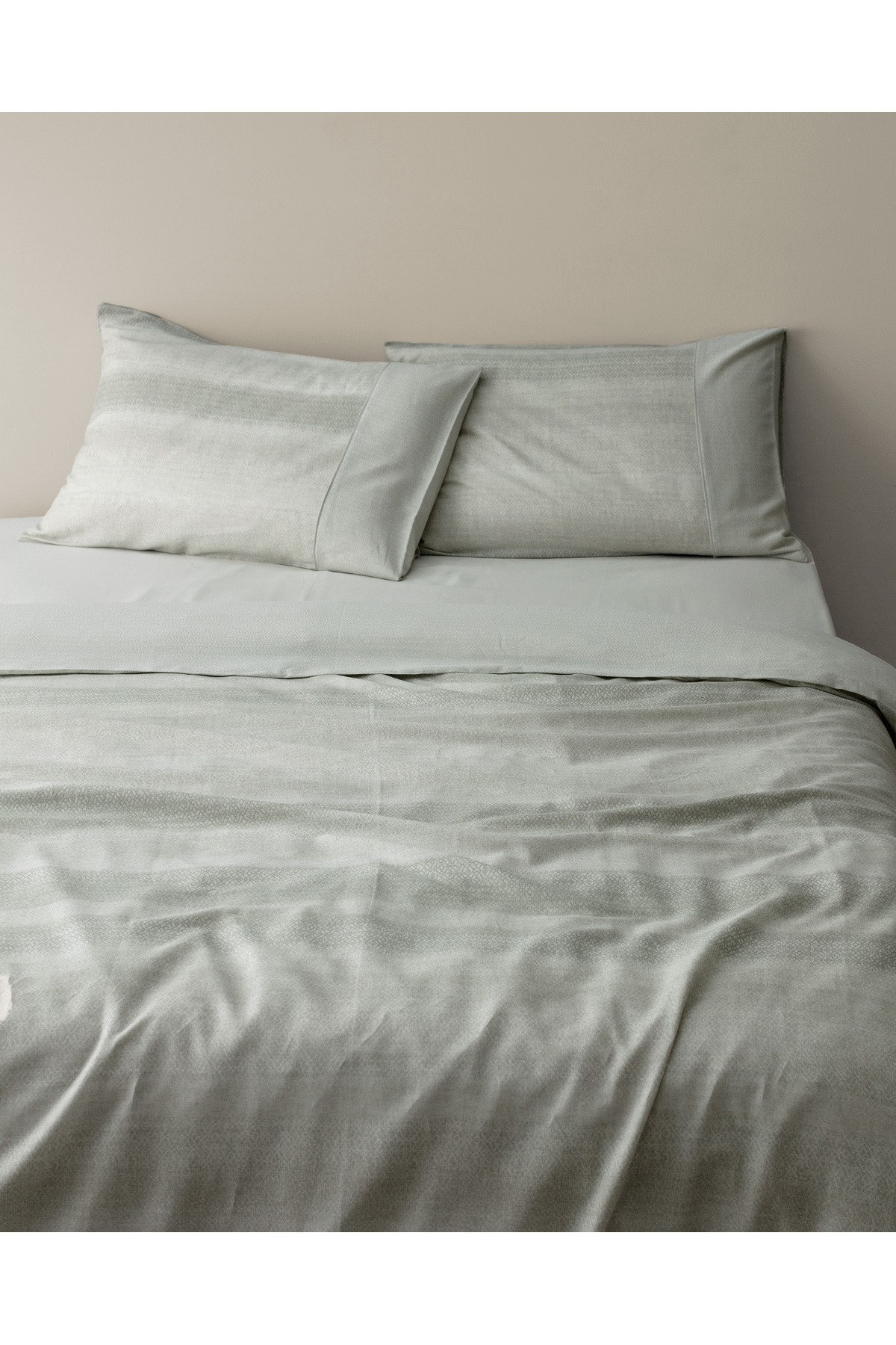 Candide King Size %100 Pamuk  Crep Baskılı Nevresim Takımı - Haki