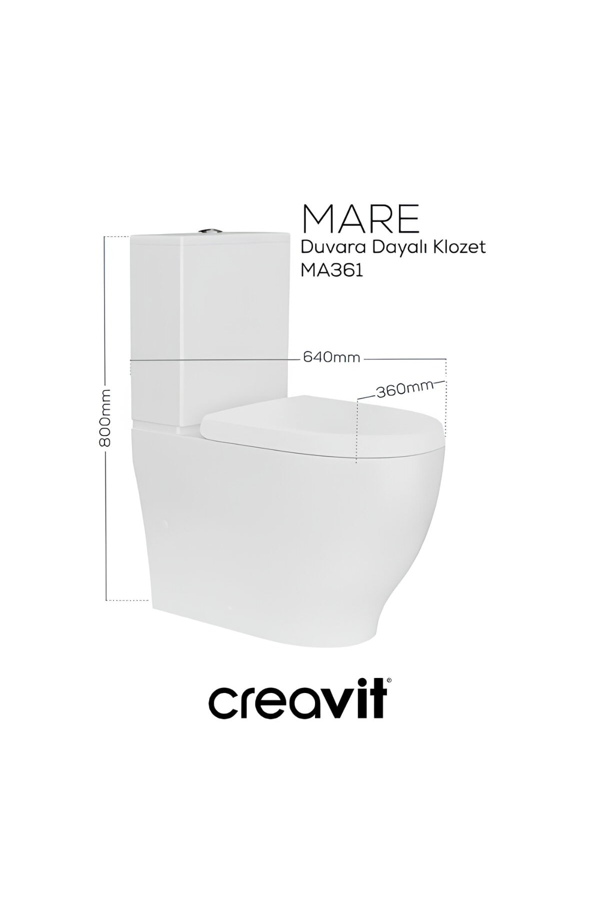 Mare Beyaz Kanalsız Duvara Sıfır Klozet Takımı MA361, Mare Duroplast Yavaş Kapak