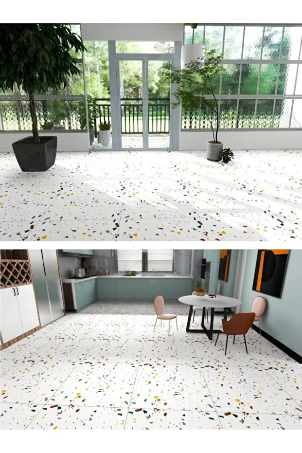1m2 3 Adet 60X60cm Floor Benekli Yapışkanlı Zemin ve Duvar Kaplama Paneli Arkası Kauçuklu Pvc WC 609
