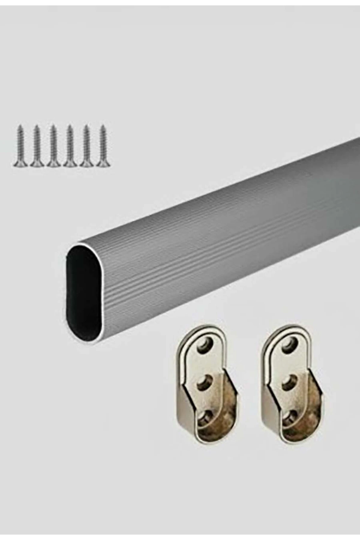 OVAL ALÜMİNYUM GARDROP DOLAP İÇİ ASKI BORUSU 80CM +2 ADET FLAŞ