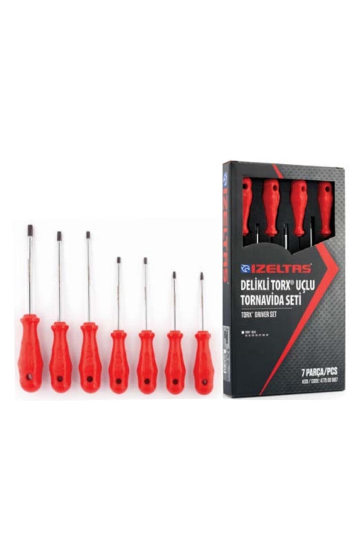 İZELTAŞ Delikli Torx Uçlu Tornavida Seti 7 Parça Tr10 - Tr15 - Tr20 - Tr25 -tr27 Tr30 - Tr40