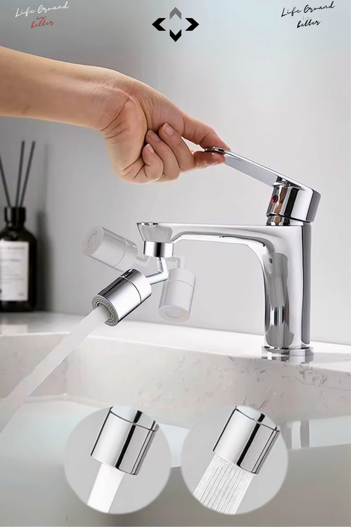 720° Dönebilen Musluk Başlığı Su Tasarruflu Döner Başlık Aparatı Mutfak ve Lavabo Ucu Sprey Başlık