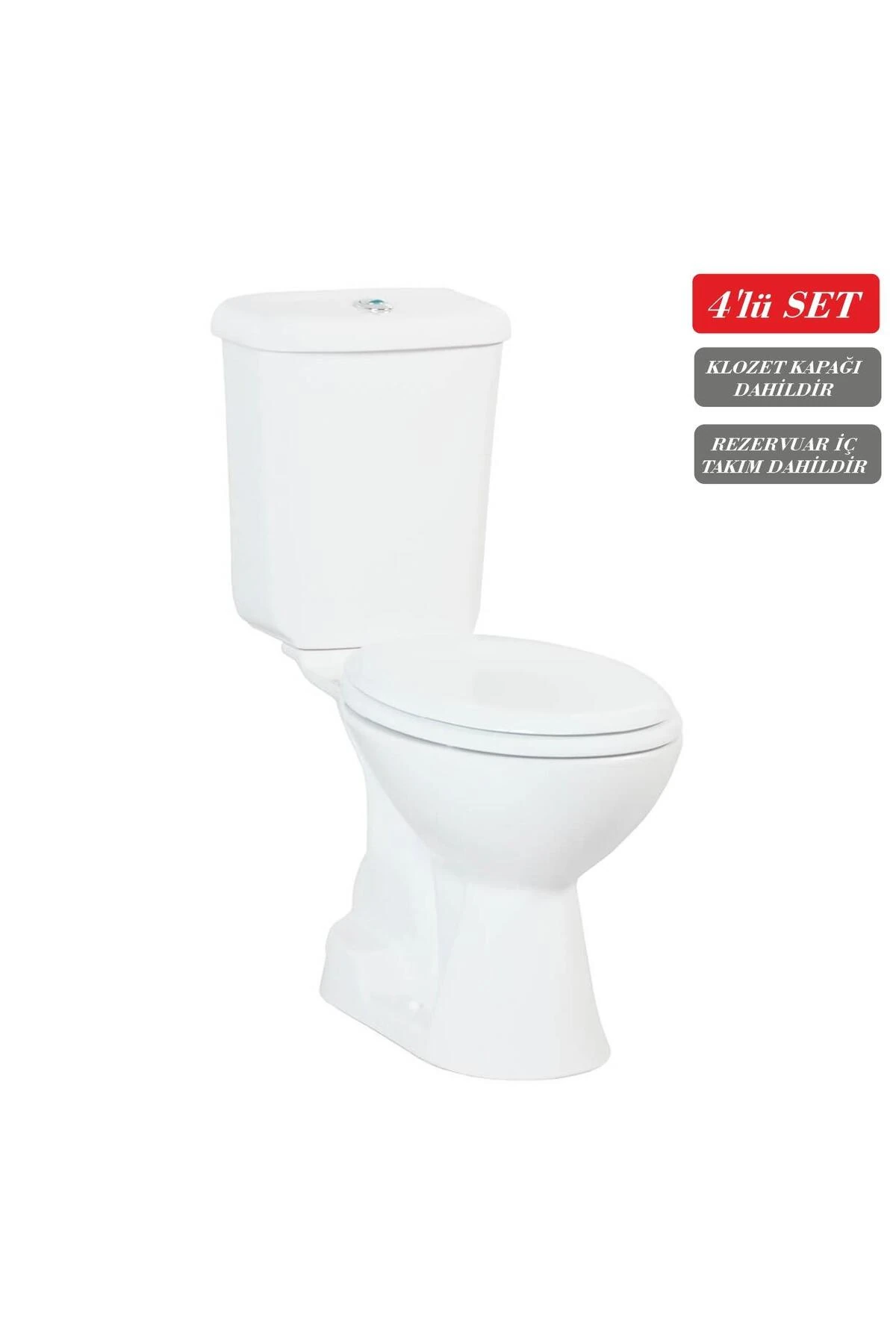 Pitta Alttan Çıkışlı Klozet + Rezervuar + İç Takım + Çınar TP Yavaş Kapanan Kapak 4 'lü Set