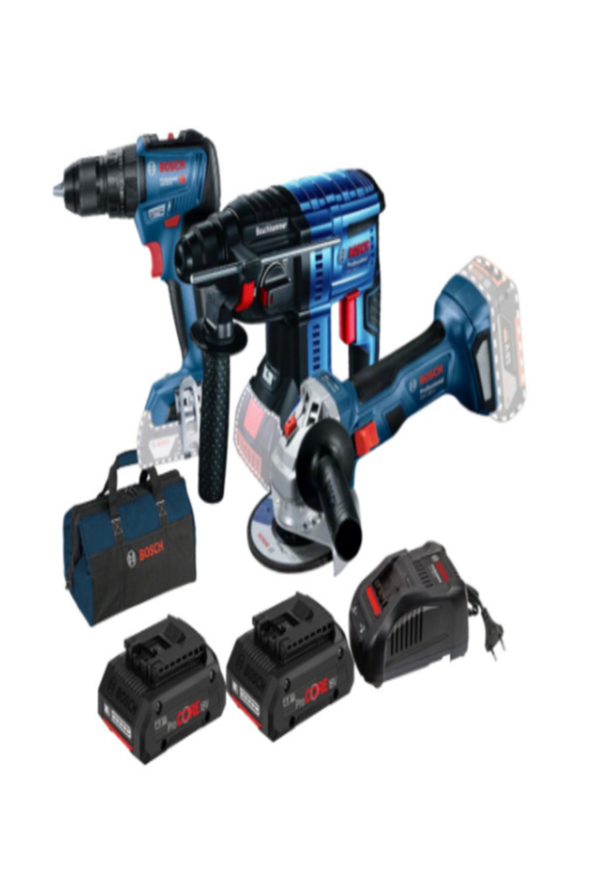 BOSCH Gbh 180 Li + Gws 180 Li + Gsr 180 Li + 2 Adet 18 Volt 4 Ah Procore Akü+şarj Aleti + Taşıma Çantası
