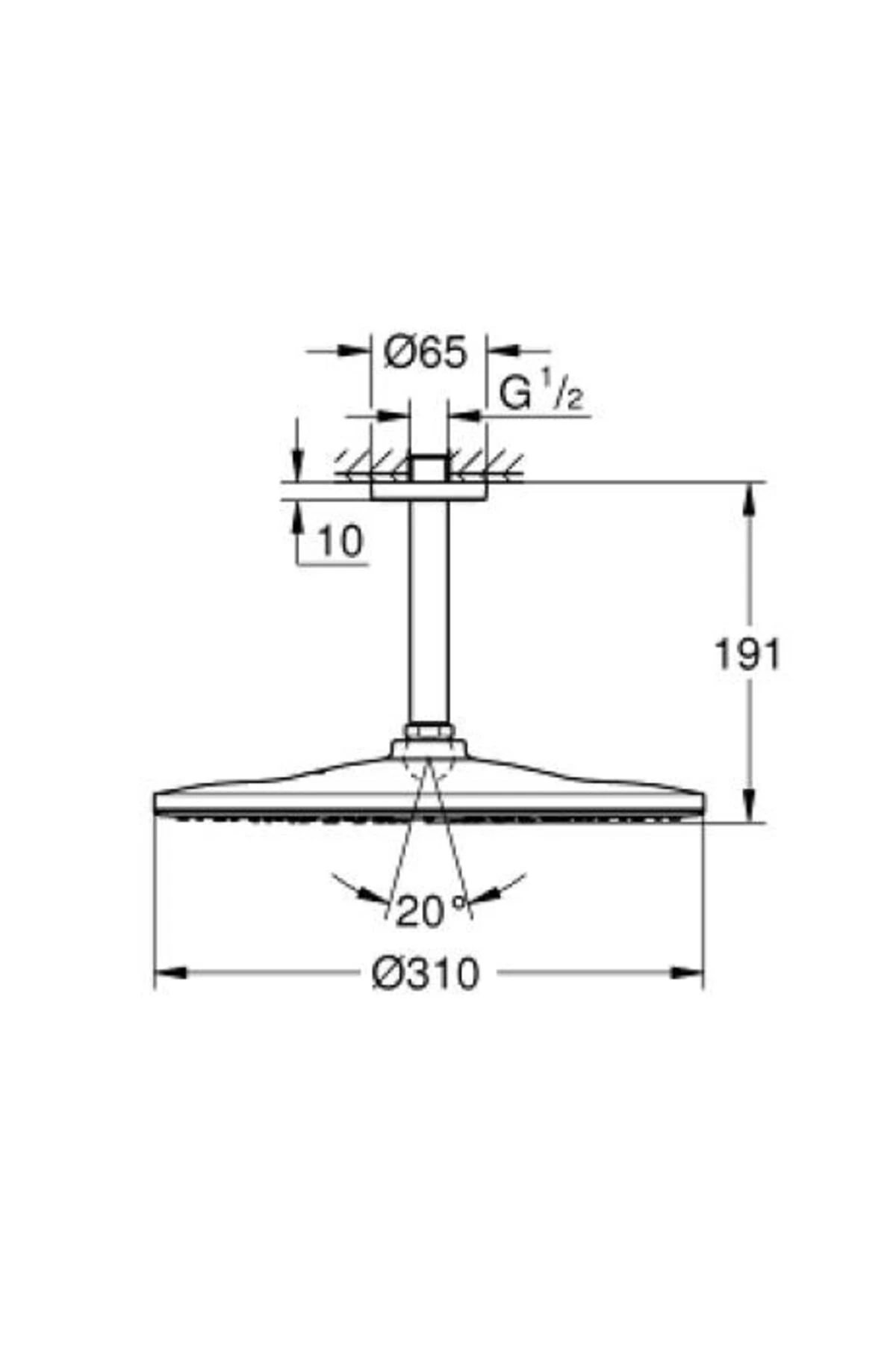 Rainshower Mono 310 Tepe Duşu Seti 142 mm, Tek Akışlı - 22122KF0