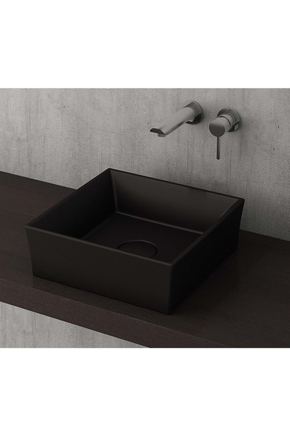 Vessel Tezgah Üstü Lavabo 38x38 Cm Mat Siyah 1173-004-0125